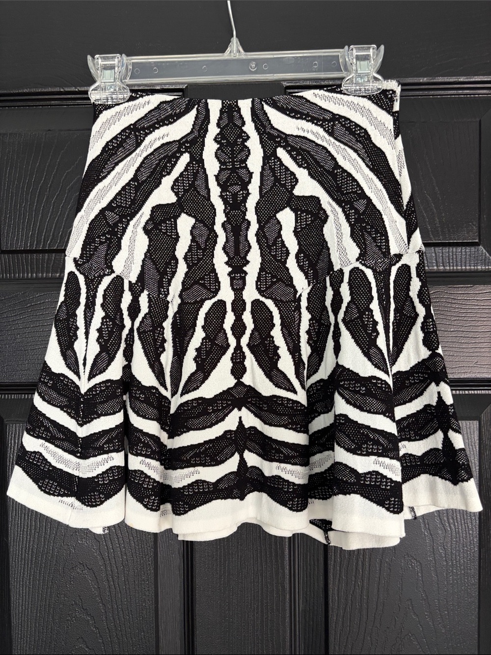 Black & White Graphic Knit Mini Skirt